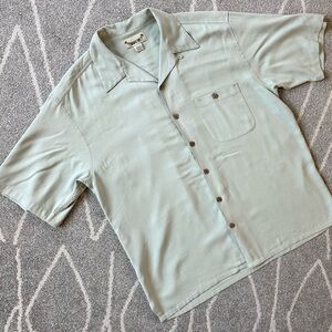 Paradise Coves Mint Green Short Short Sleeve Silk Button Down Shirt